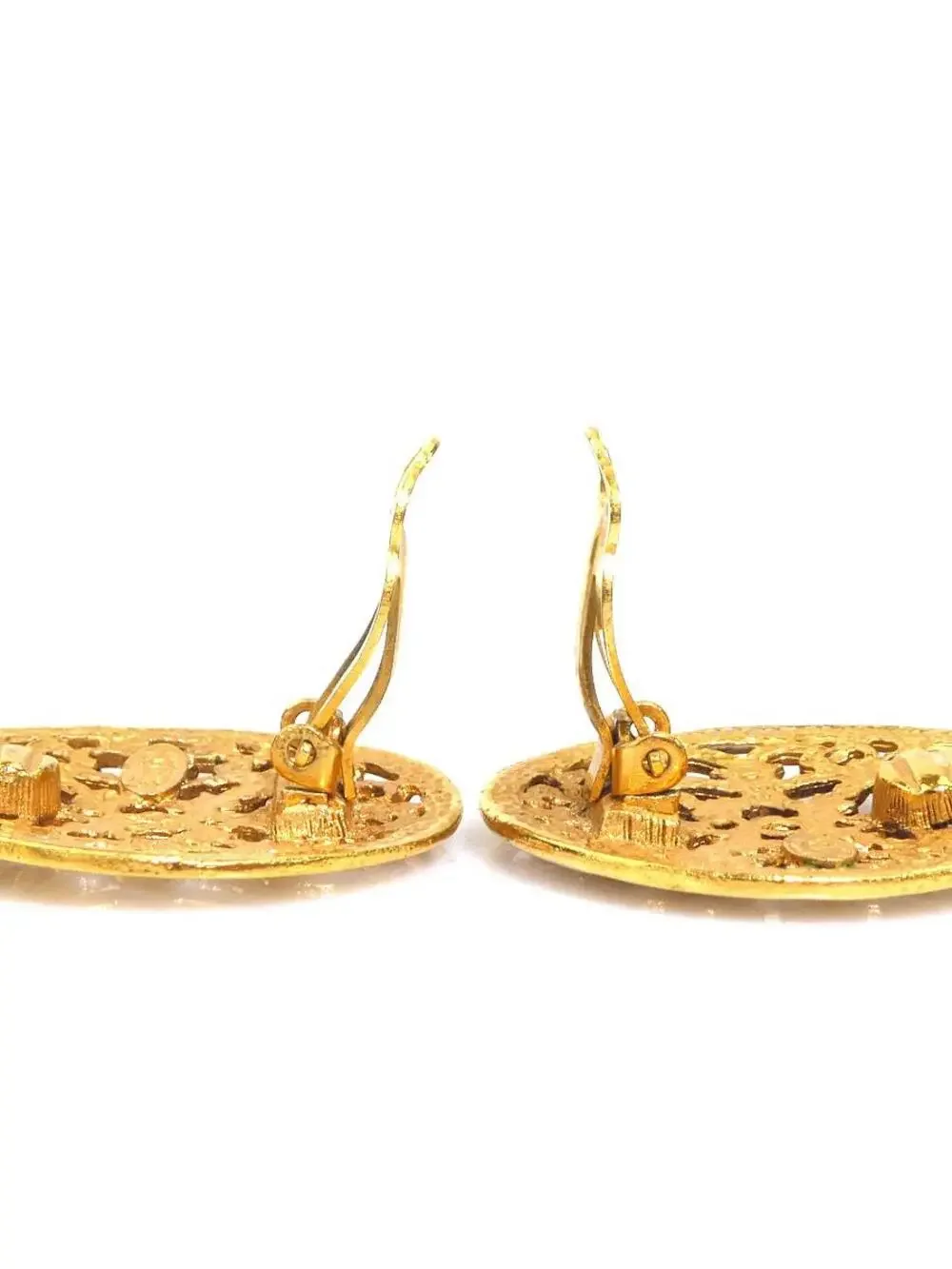 Auth Chanel Cc Logo Earrings Gold Metal #293902C29B